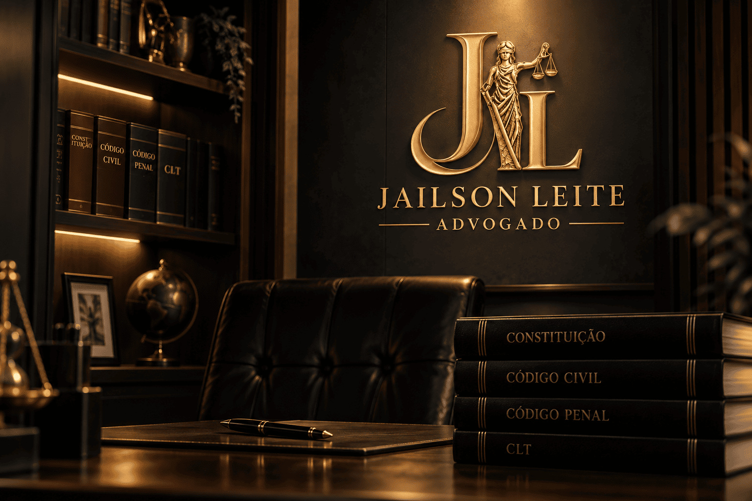 Ambiente profissional de escritório jurídico